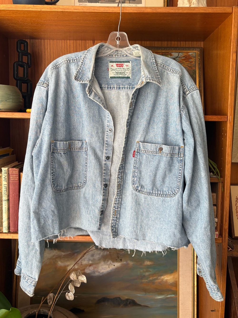 90s VTG Indie Sleeze Grunge Levi’s Cut Off Denim Button Down XL